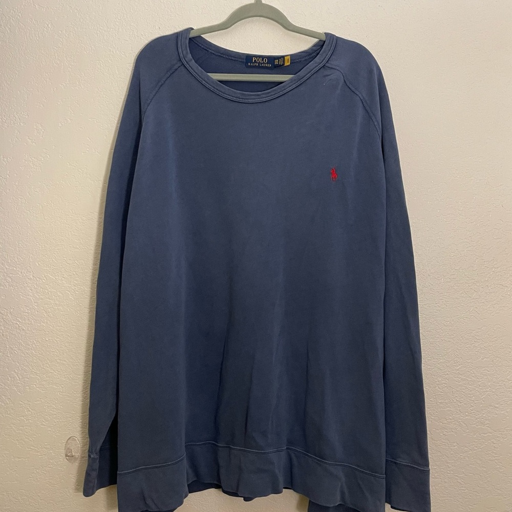 Ralph Lauren Polo Men’s Blue Big/Tall Raglan Sleeved Spa Terry Sweatshirt 3XB - Picture 6 of 11